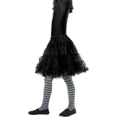 Image of Smiffys Wicked Witch Tights, Child, Purple &amp; Green Age 6 12, Children&#039;s Tights and Petticoats Fancy Dress, Dress Up Accessories