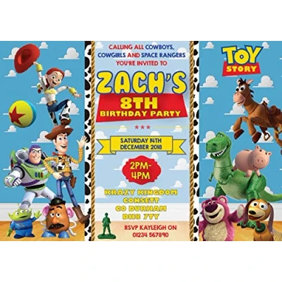 Image of 10 Personalised Toy Story Birthday Party Invitations Invites Woody Buzz Lightyear