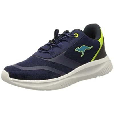 Image of KangaROOS Unisex K ft Push Sneaker, Belle Blue Neon Green, 5 UK