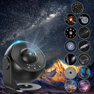 Image of Lysumurl Planetarium Star Projector, 13 in 1 Galaxy Projector Light with 12 Film Discs, 360 Starry Sky Night Nebula Lamp, Celestial for Adults Kids Bedroom, Black