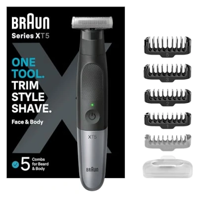 Image of Braun Series X, Beard Trimmer &amp; Body Shaver For Face Hair, XT5100