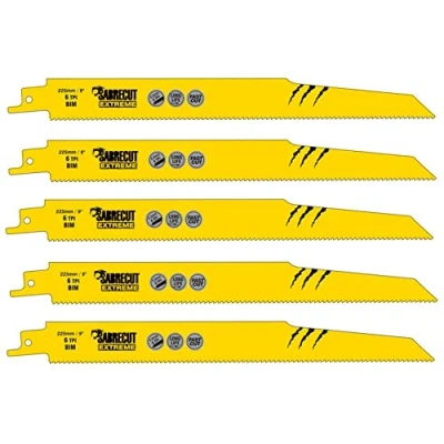 Image of 5 x SabreCut SCRS1110DF_5 225mm 6 TPI S1110DF Fast Wood and Metal Cutting Reciprocating Sabre Saw Blades Compatible with Bosch Dewalt Makita many others