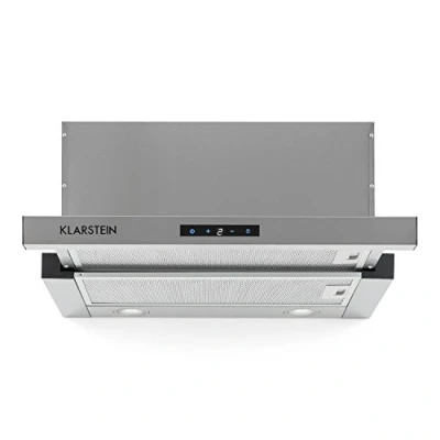 Image of Klarstein Vinea Substructure Cooker Hood Kitchen Extractor Fan, Hood, Pull Out Flat Screen Air Output Up to 610 m3/h, 2 Interchangeable Dishwasher Proof Grease Filters, Silver