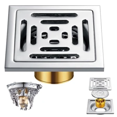 Image of Floor Drain, Stainless Steel Square 100 x mm, Sink Strainer Made of Steel, Odourless Removable for Bathroom, Toilet,
