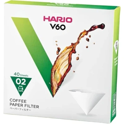 Image of Hario V60 Coffee Paper Filter, 40 Sheets, White