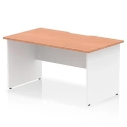 Image of Impulse 1400 x 800mm Scalloped Edge Straight Office Desk Beech Top White Panel End Leg