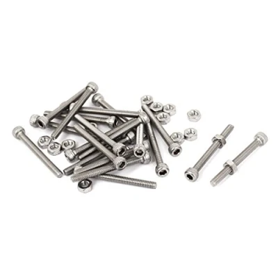 Image of Sourcingmap M3x30mm Hex Socket Head Knurled Cap Screws Bolts Nuts Set 20Pcs