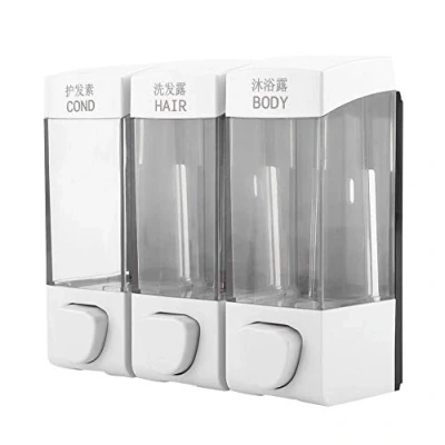 Image of Fdit Soap Dispenser, 1050Ml Bathroom Shower Liquid Shampoo Gel 3 Bottle Wall Mounted Lotion Dispenser Set for Kitchen And (3 Chamber)