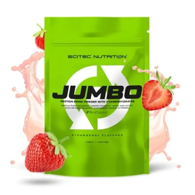 Image of Scitec Nutrition Jumbo High Calorie Weight Gainer with Multi Component Protein Amino Acid Matrix Metabolic Superfood Blend, 1,32 kg, Strawberry