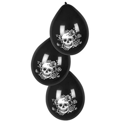 Image of Boland 97075 Day of the Dead Balloons, Pack 6, Diameter 25 cm, Halloween Party, Theme Party