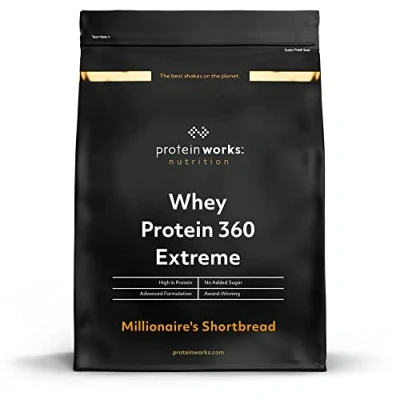 Image of Protein Works Whey 360 Premium Shake Powder Blend No Added Sugar 40 Servings Millionaire&#039;s Shortbread 1.2kg