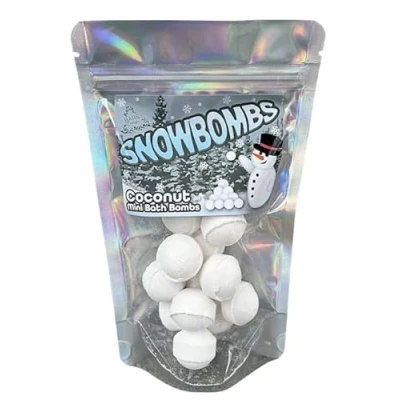 Image of Snowbombs Christmas Themed Gift. 12 Coconut Scented Mini Bath Bombs. Ideal Stocking Filler, Advent Calendar Secret Santa Gift…