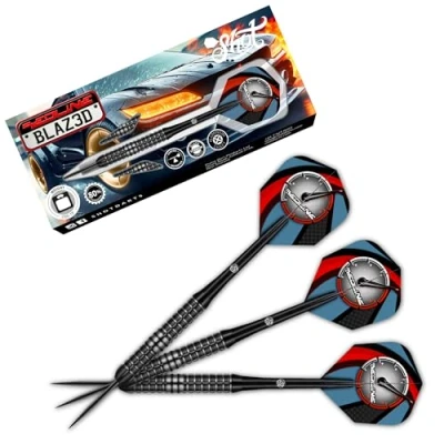 Image of Shot! Darts Redline BLAZ3D Steel Tip Dart Set Front Weighted 80% Tungsten Barrels (24, Grams)