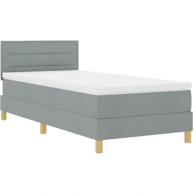 Image of vidaXL Box Spring Bed with Mattress Light Grey 90x200 cm Fabric