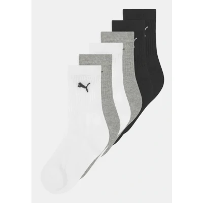 Image of Puma Junior CREW 6 PACK Unisex Socks for kids, Size: 9 11.5K, White/grey/black