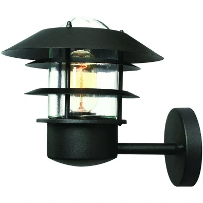 Image of Helsingor 1 Light Outdoor Coastal Wall Lantern Black IP44, E27