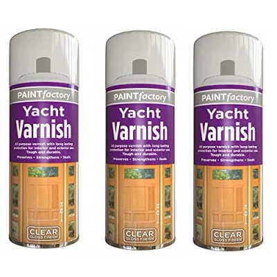 Image of HZ Enterprises All Purpose Yacht Varnish 400ML Professional Clear Gloss Finish Spray Wood Color Paint (3)