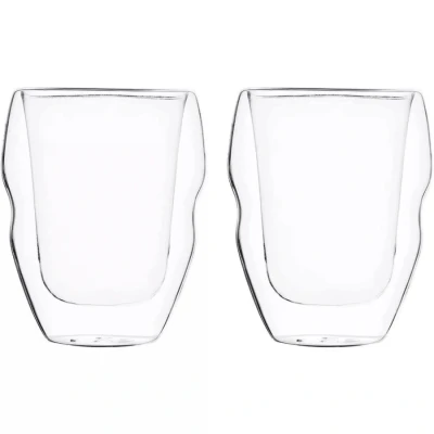 Image of MasterPro BGMP20203 Set of 2 x 380 ml, Double Wall, Transparent, From 20º to 200º, Borosilicate…