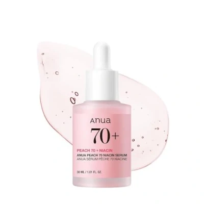Image of Anua Peach 70 Niacinamide Serum, Lightweight Hydration for Dry Skin, Vitamin B12, Hyaluronic Acid, Glass Dewy Finish, Natural Pink Color, Korean Skin Care 30ml/1.01 fl.oz