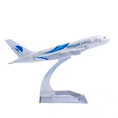 Image of Bswath Model Plane 1:400 Scale Malaysia A380 Airplane Diecast Airplanes Metal for Gift