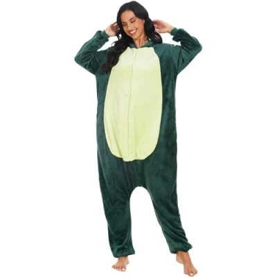 Image of NC Joystart Adult Onesie Animal Pajamas Unisex Carnival Halloween Cosplay Costume Sleepwear Dinosaur (Large, Dinosaur)