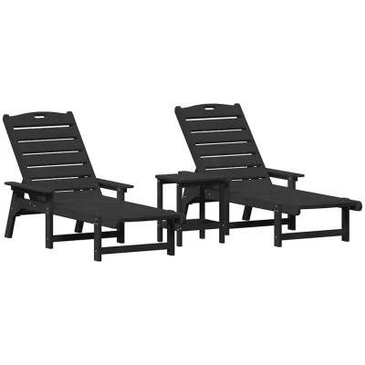 Image of vidaXL 3 Piece Garden Lounge Set Black HDPE