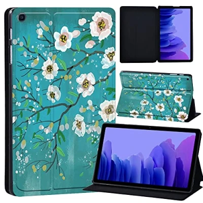 Image of Printed Case for Samsung Galaxy Tab A7 10.4 2020 (SM T500/ T505/ T507), Slim Lightweight Protective Hard Cover (white flower paint)