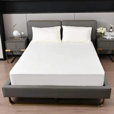 Image of King Size Fitted Sheets Cream Microfiber 25cm Sheet 152x200+25cm (Cream, King)