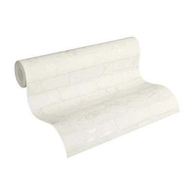 Image of A.S. Création Designer Wallpaper Elements Non Woven 10.05 m x 0.53 White Silver Made in Germany 907851 9078 51