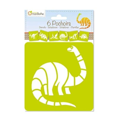 Image of Avenue Mandarine Ref 42449MD Stencil Set Dinosaur Designs 6 Stencils Per Pack, Translucent for Easy Placement, Compatible with Felt Tips, Pencils, Paint &amp; More, Green, 15.0 x 22.0 0.3 cm