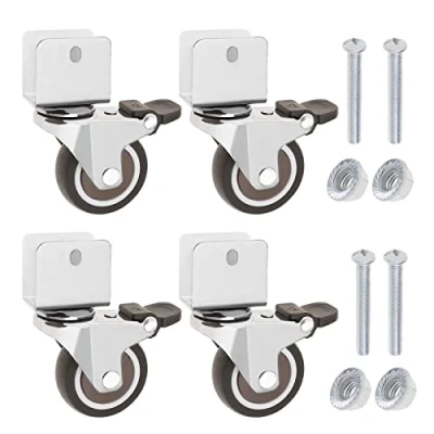 Image of EMSea 4PCS Swivel Castors with U Shaped Bracket Caster Brake for Furniture Flower Stands Loading Capacity 60lbs Per Wheel clamp Inner Diameter 20mm