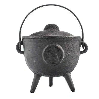 Image of Cast Iron Cauldron, Perfect for Witchcraft, Energy Spells, Halloween Altar, Pagan, and Wiccan Rituals (Pentagon, 11x13cm)