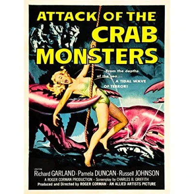 Image of Wee Blue Coo Movie Film Attack Crab Monsters Sci Fi Pulp Horror Pincer Girl Garland Usa 30X40 Cms Fine Art Print Poster Bb8240