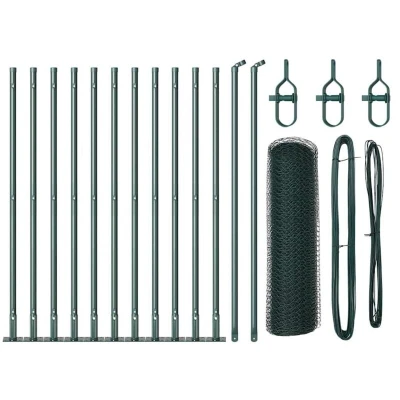 Image of Fencing Set of 2 Forest Green Powder coated Steel 25 x 0.5 m Vidaxl