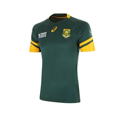 Image of ASICS Men&#039;s Springboks Home Short Sleeve T Shirt Bottle Green/Bottle Green, 2X Large