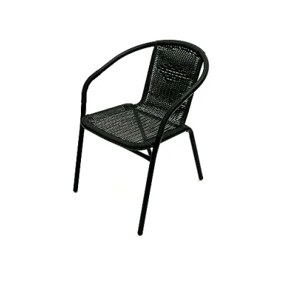 Image of BE Furniture Black Rattan Garden Chair, Bistro Stacking Chairs