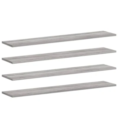 Image of vidaXL Wall Shelves Set 4 pcs Grey Sonoma, Floating Engineered Wood Display/Storage, Moisture Resistant for Living Room/Office, 100x20x1.5 cm, 15kg/Shelf