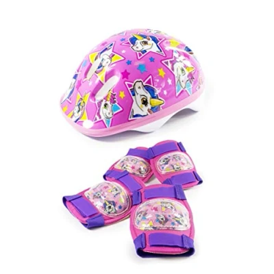 Image of HGL Unicorn Helmet &amp; Pad Set And Sets Pink, Purple, Yellow, White, Blue, Helmet: 26.5 x 20 13cm, Knee: 16 11.7 6cm, Elbow: 13.7 10.5 4.5cm