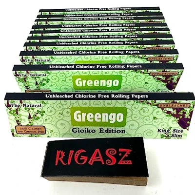Image of Rigasz Filter Tips 10 Packs Greengo King Size Slim Rolling Papers Gioiko Edition