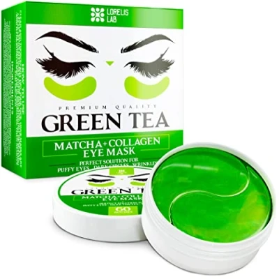 Image of Green Tea Matcha Under Eye Patches with Collagen and Hyaluronic Acid Hydrating Mask for Dark Circles Puffiness Anti Aging Wrinkle Effect (Unscented)