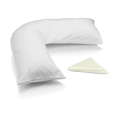 Image of EGYPTO Orthopaedic V Pillow with pillowcase Soft &amp; Breathable Anti Allergy Shaped Pillows for Neck Back Support Nursing, Pregnancy Post Surgery Triangle (Cream)