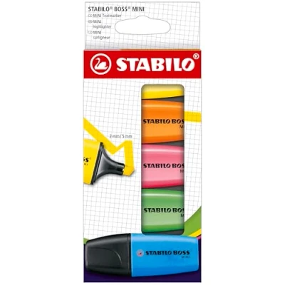 Image of Highlighter STABILO BOSS MINI Pack of 5 Assorted Colours
