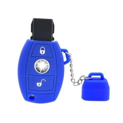 Image of Nordecco Silicone Protective Case Cover Compatible With Mercedes Model A B G CLA GLA VITO W176 W246 AMG, 2 Button, Top Cup, Key Chain (Blue)