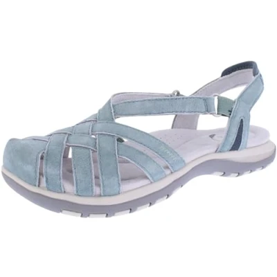 Image of Free Spirit Womens Alexa Suede Leather Comfort Summer Casual Walking Sandals (Moroccan Blue, UK Footwear Size System, Adult, Women, Numeric, Medium, 5)