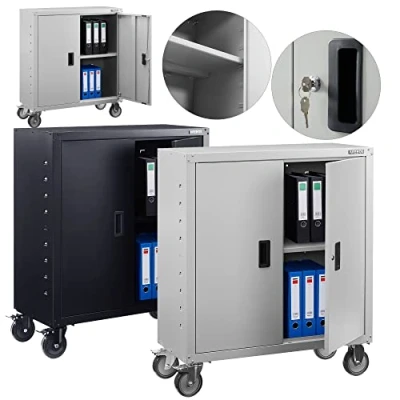Image of Arebos Filing Cabinet, Office Storage Material Steel Height Adjustable Shelf, 90 x 40 cm, Roll Set, Grey
