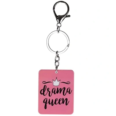 Image of Stands Out, Supplying Outstanding Gifts Drama Queen Pink Novelty Quote Keyring Bag Tag Charm