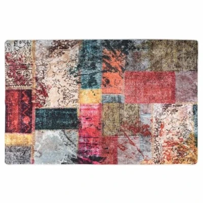 Image of vidaXL Velvet Rug Multicolour Rectangular with Patchwork Design Anti slip Backing Noise Absorbing 1000 gsm Size: 80x150cm