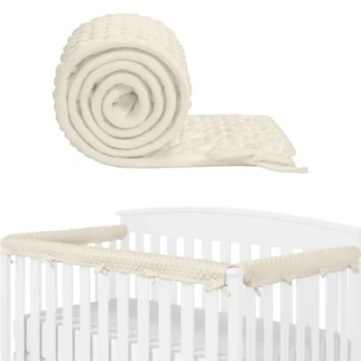 Image of Eastern Corridor EU 3pcs Baby Crib Rail Cover Protector Set Cot Protectors Safe Teething Guard Wrap for Standard 128x18 cm/68x18 cm (Beige)