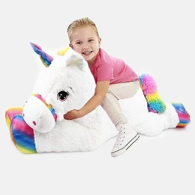 Image of Giant Large Unicorn Stuffed Plush Super Soft Toy Lying Pony Teddy