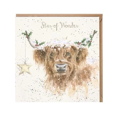 Image of Wrendale Designs by Hannah Dale Highland Star Gold Foiled Christmas Card Single